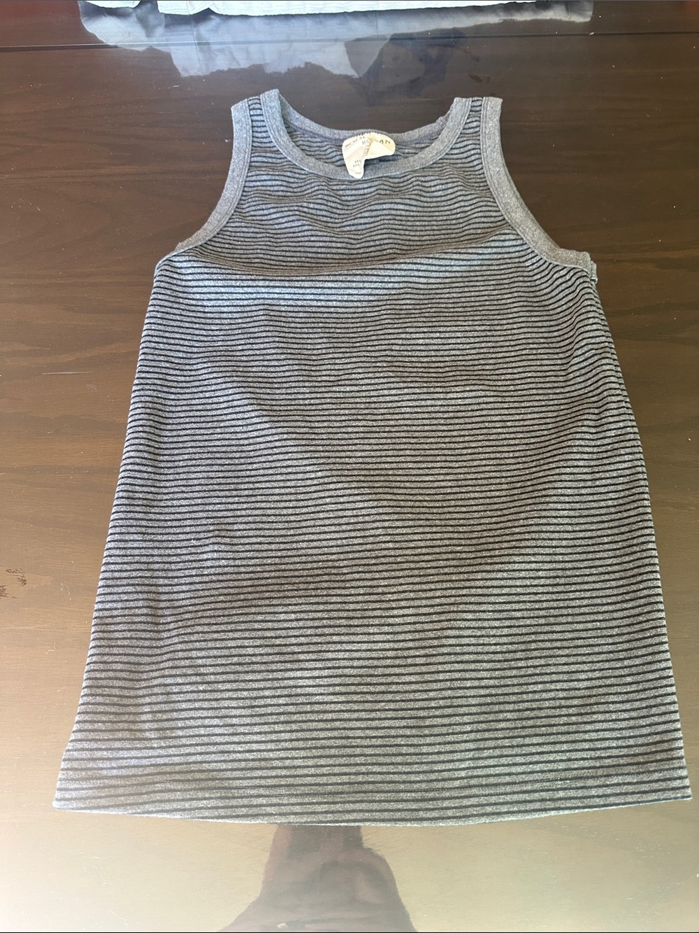 Women's Grey Striped Sleeveless Tank Top